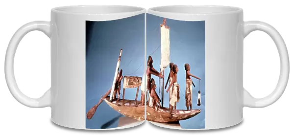 Funerary boat of painted wood. Length 8cm. Ancient Egypt Dynasty IX (2232-2140 BC)