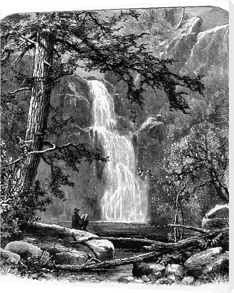 Waterfall in the Yosemite Valley, California, USA Yosemite designated as a state park in 1864