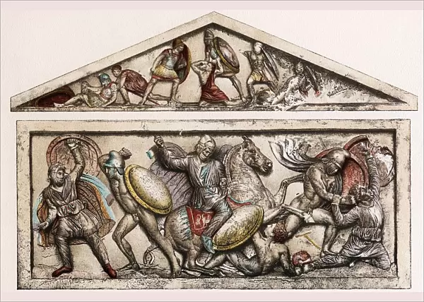 Alexander Sarcophagus 4th century BC showing battle scenes of time of Alexander the Great