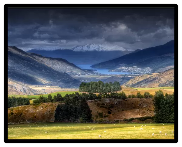 A scenic view towards Queenstown, South Island, New Zealand