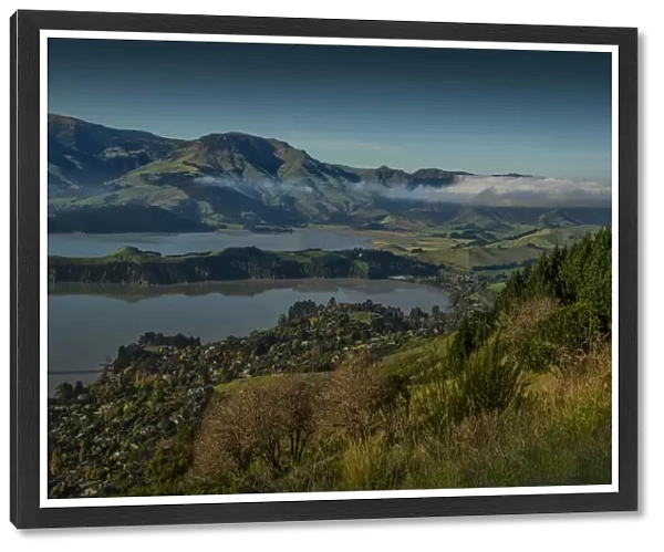An overview of Lyttelton Harbour, just outside the city of Christchurch, south island, New Zealand