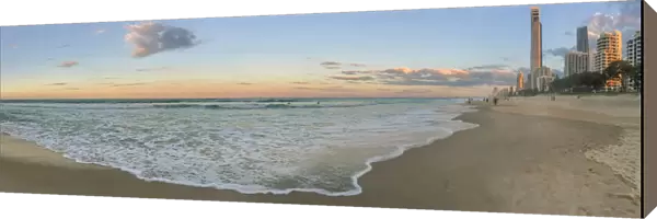 Panorama of Surfers Paradise North Beach at sunset