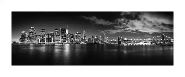 Manhattan skyline panorama in black and white