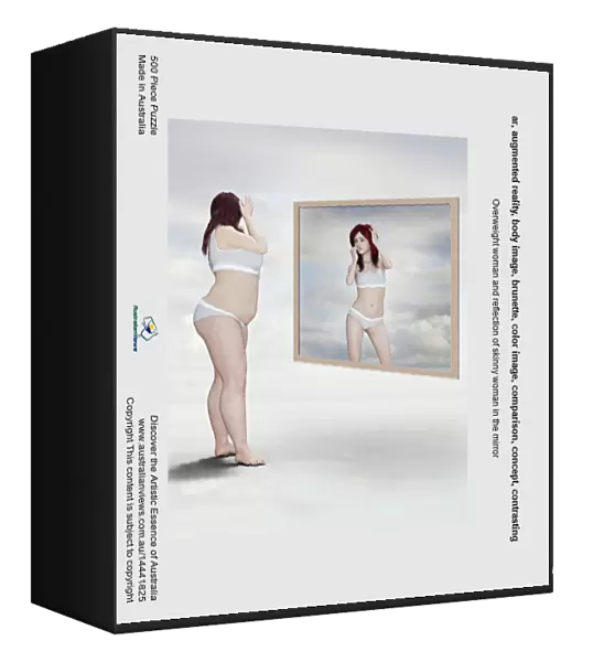 ar, augmented reality, body image, brunette, color image, comparison, concept, contrasting