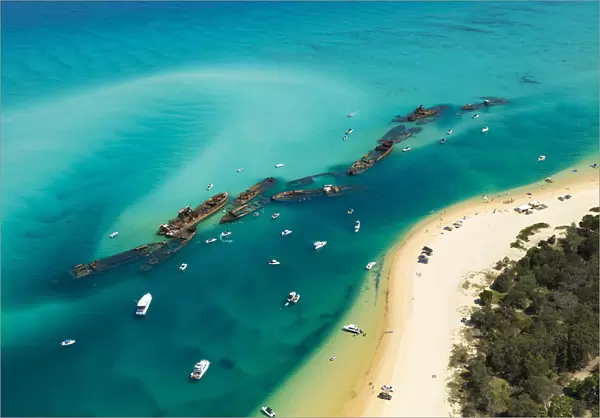Flying High over the Tangalooma Wrecks Queensland