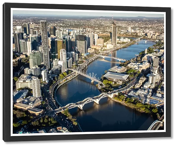 A view of Brisbane city from a helicopter