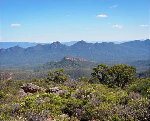 View over Grampians ranges from Mt William, Victoria, Australia