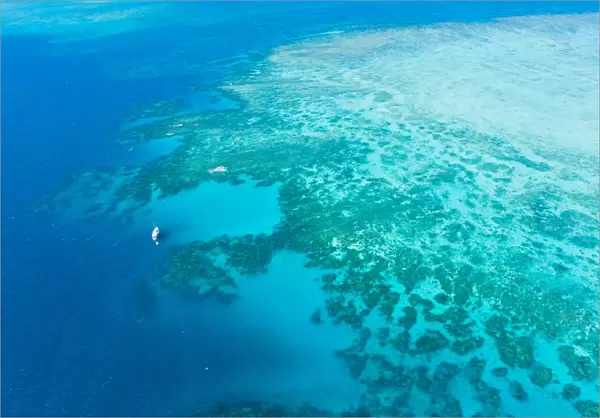 Great Barrier Reef from above by helicopter
