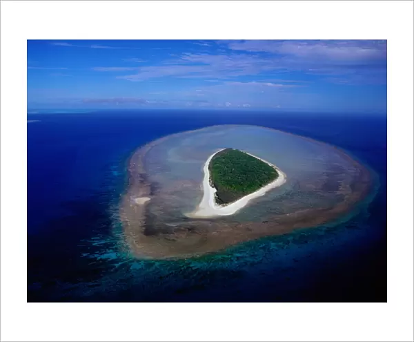 Australia, vegetated coral island, aerial view