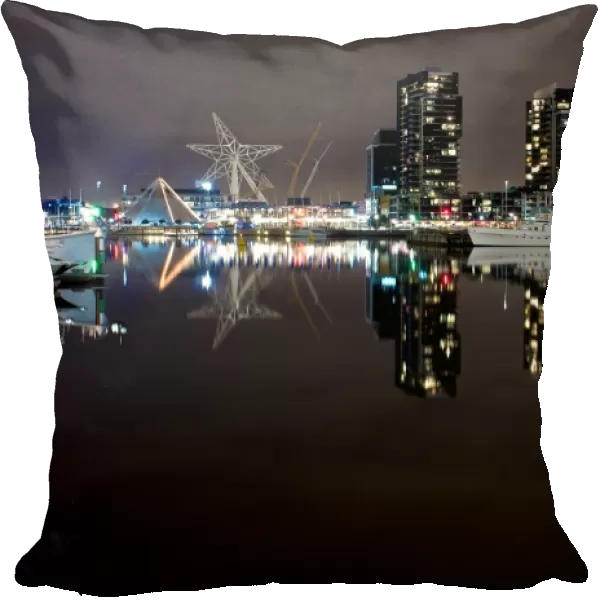 Docklands skyline at night in Melbourne
