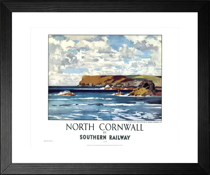 Framed Print : Norman Wilkinson's Print of North Cornwall by Southern Railway, 1947 Framed Print : Norman Wilkinson's Print of North Cornwall by Southern Railway, 1947