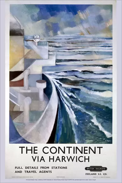 BR(ER) poster. The Continent via Harwich by