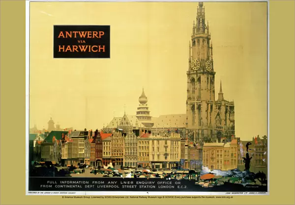 Antwerp via Harwich, LNER poster, 1923-1947