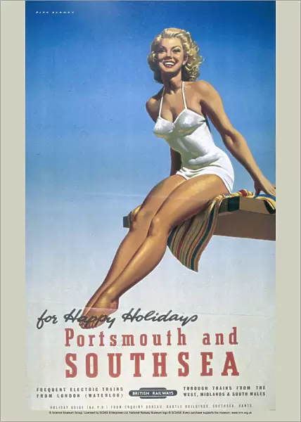 Portsmouth and Southsea, BR poster, 1948-1965