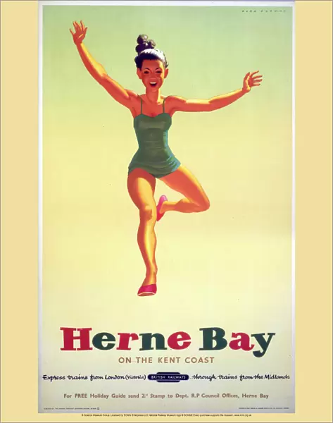 Herne Bay on the Kent Coast, BR (SR) poster, 1952