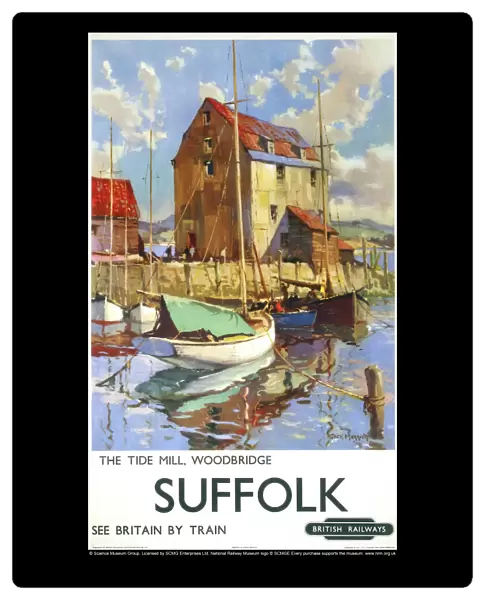 The Tide Mill, Woodbridge, Suffolk, BR poster, c 1950s