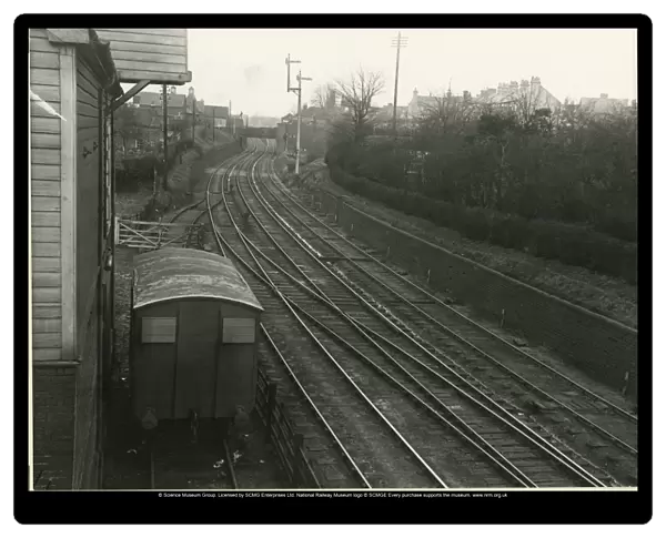 View north from Bishops Stortford station. Granary on the left; Great Eastern