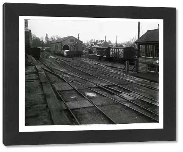 Looking north-west from loading bank to goods shed and goods enquiry office at Saffron