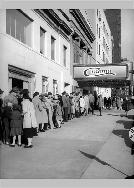 Line at movie theatre, NYC (vintage)