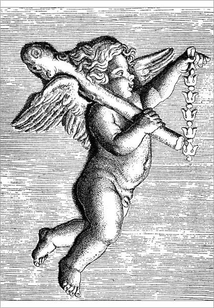 Antique illustration of Cupid with Heracles club