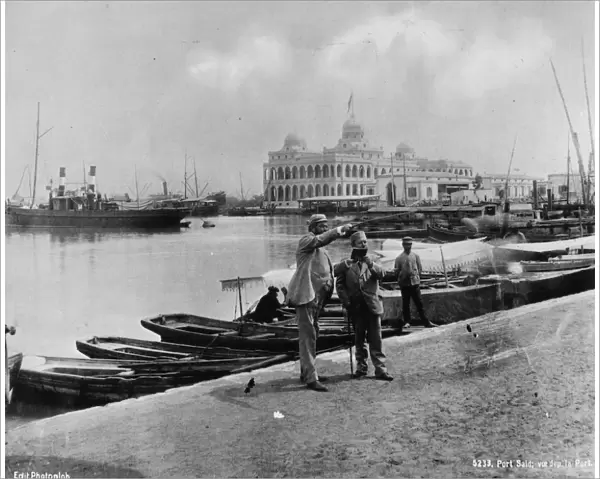 Port Said. circa 1885: Quayside at Port Said, Egypt, during the late nineteenth century