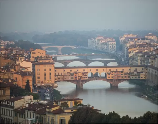 Aerial view of Florence bridges