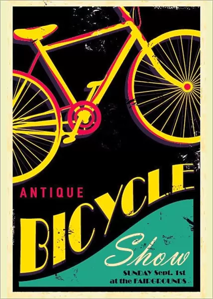 Antique bicycle poster design template
