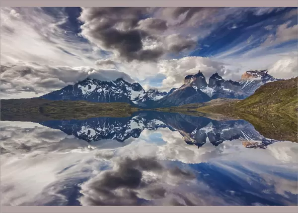 Reflection in Lake Pehoe, Torres del Paine, Chile