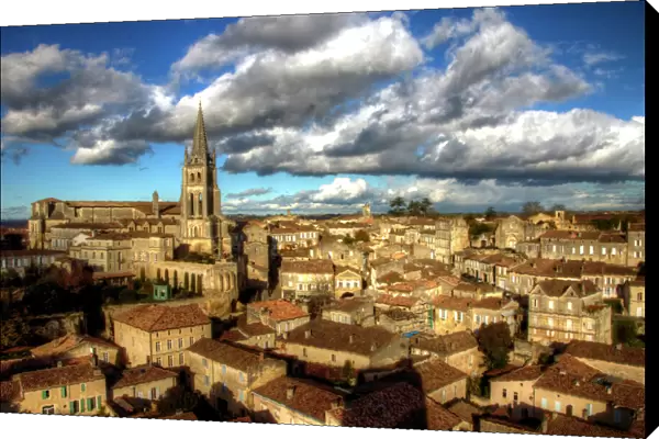 Aerial view of Saint-Emilion and Monolithic Church