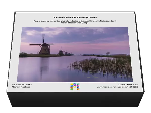 Sunrise on windmills Kinderdijk Holland