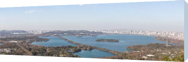 Panorama view of the West Lake and Hangzhou city, Zhejiang, China