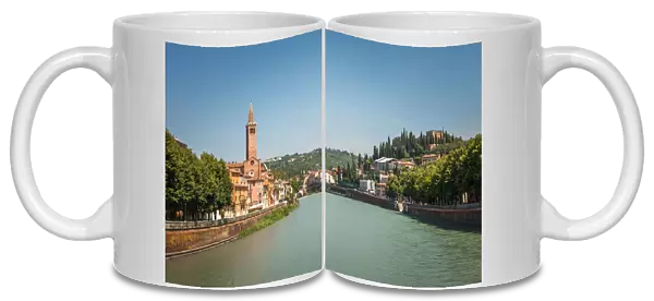 River Adige floating Through Verona, Italy