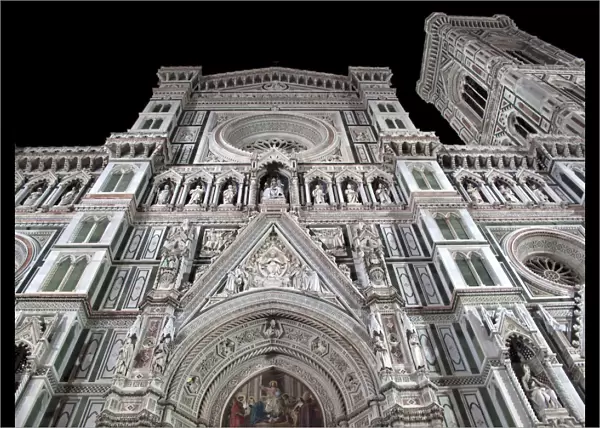 Facade of the Florence Cathedral at night