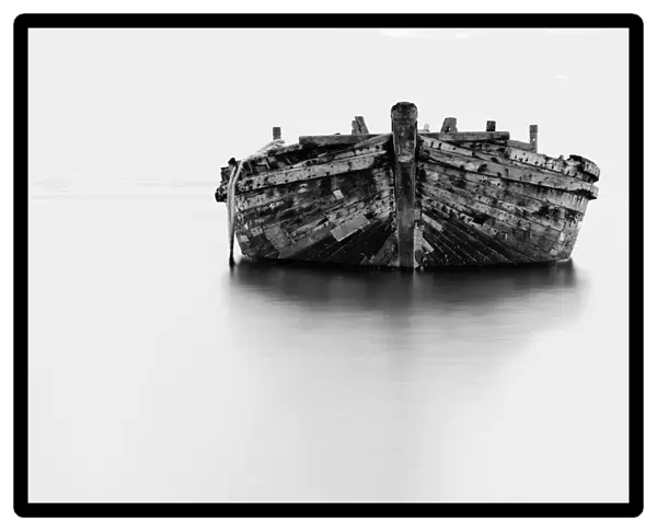 Wreck ship in black and white