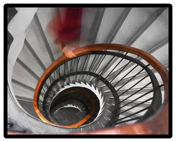 Person on spiral staircase