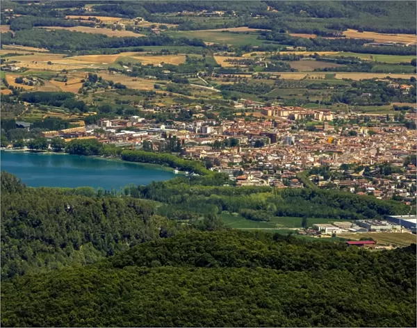 Aerial view, townscape, Banyoles, Catalonia, Spain