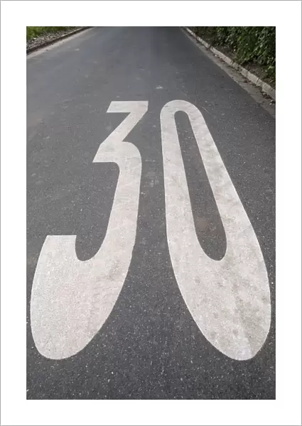 Road markings, speed limit 30 kmh, Bavaria, Germany