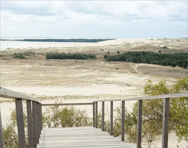 Observation platform at Parnidder dune on the Curonian Spit, near Nida, Oblast Kaliningrad, Russia