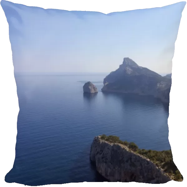 View from the Mirador des Colomer onto the Cap de Formentor and the small island of Colomer, Majorca, Balearic Islands, Spain