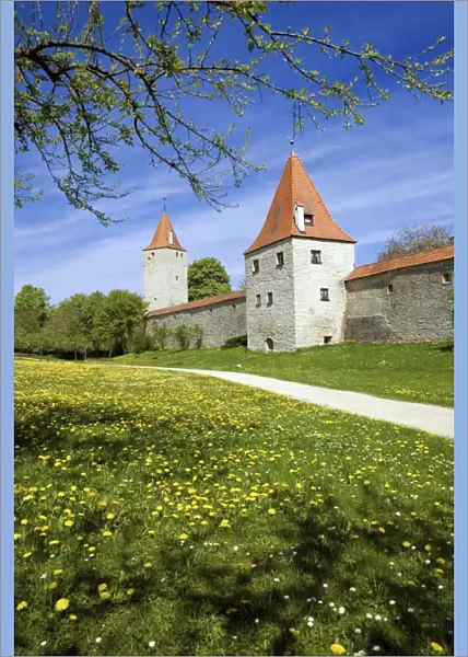 Ancient city wall, Berching, Upper Palatinate, Bavaria, Germany, Europe