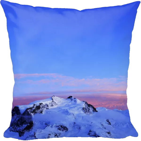 Monte Rosa Mountains with the highest mountain in Switzerland, Pointe Dufour, red evening light, Zermatt, Valais, Switzerland, Europe