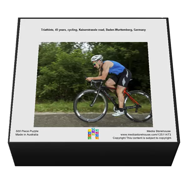 Triathlete, 45 years, cycling, Kaiserstrassle road, Baden-Wurttemberg, Germany