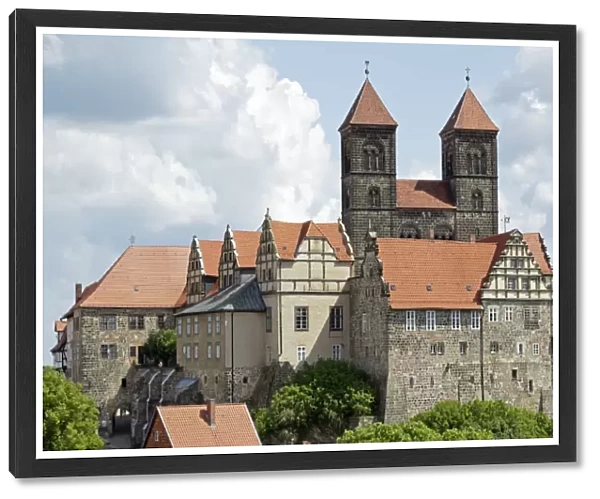 Collegiate Church of St. Servatius with monastery buildings on the Schlossberg or castle hill, Quedlinburg, Saxony-Anhalt, Germany