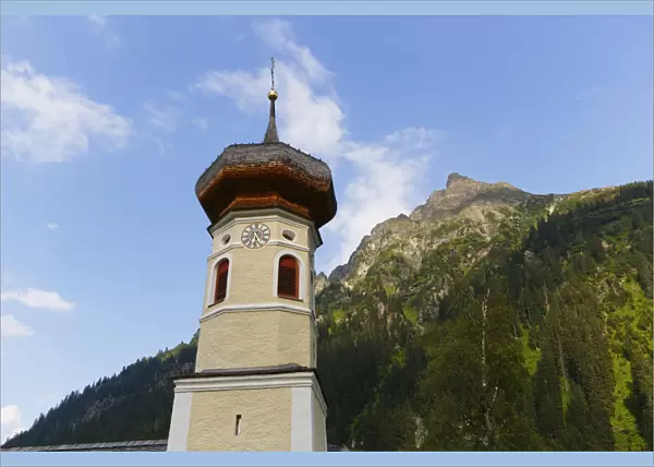 Filial Church of St. Mary Magdalene, Gargellen, in front of Schmalzberg Mountain, Montafon, Vorarlberg, Austria