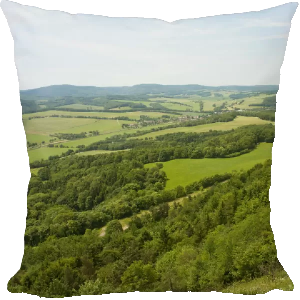 View from Mt Grosser Horselberg towards the Thuringian Forest, near Eisenach, Thuringia, Germany