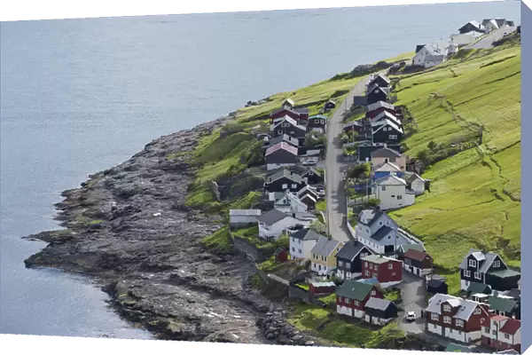 Houses by the sea, Kvivik, Streymoy, Faroe Islands, Denmark