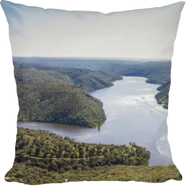 Panorama of the dammed Rio Tajo in Monfraguee National Parks, UNESCO biosphere reserve, Extremadura, Spain