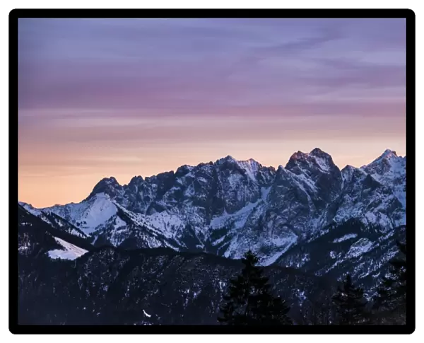 Mt Wilder Kaiser in Tyrol, from Mt Bruennstein, Bavarian Alps, Brunnstein, Oberaudorf, Bavaria, Germany