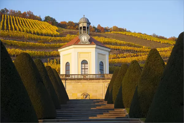 Belvedere of Schloss Wackerbarth on Johannisberg Mountain in autumn, Radebeul, Saxony, Germany