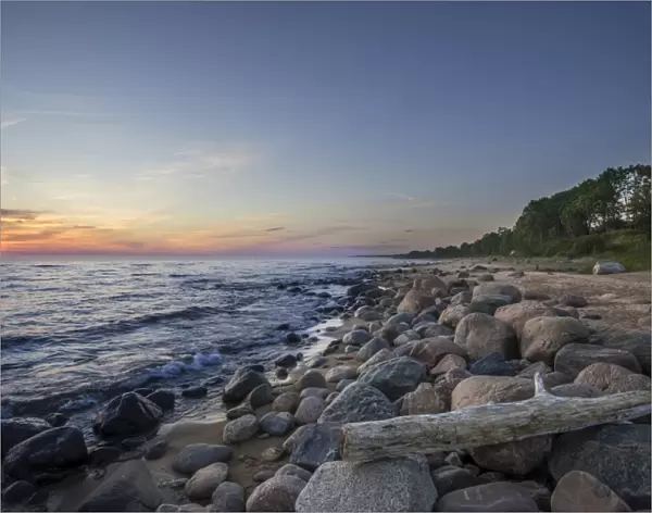 Sunset on the coast of the Baltic sea in the Gulf of Riga, Tuja, Salacgrivas novads, Latvia